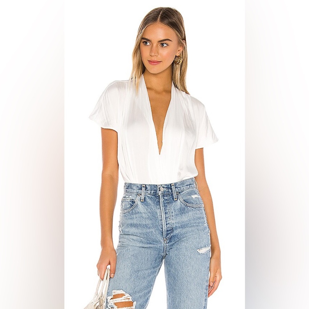 PAIGE Dijon Thong Bodysuit, white, small (NWT)